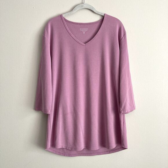 Segments Top Womens Base Layer Purple Ribbed Shirt Size XL Modal Soft Casual - Picture 1 of 8